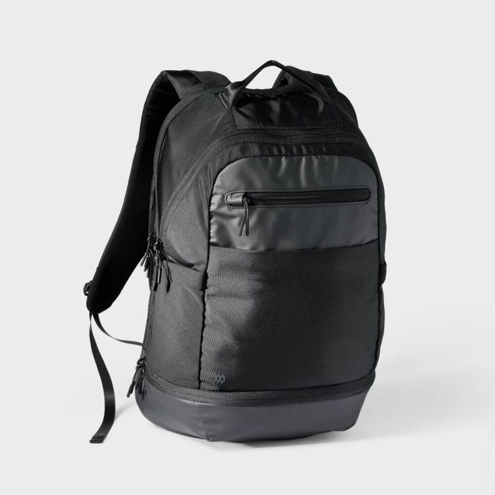 All In Motion Sport Pocket Backpack for 15" Laptop Work Travel School - Black